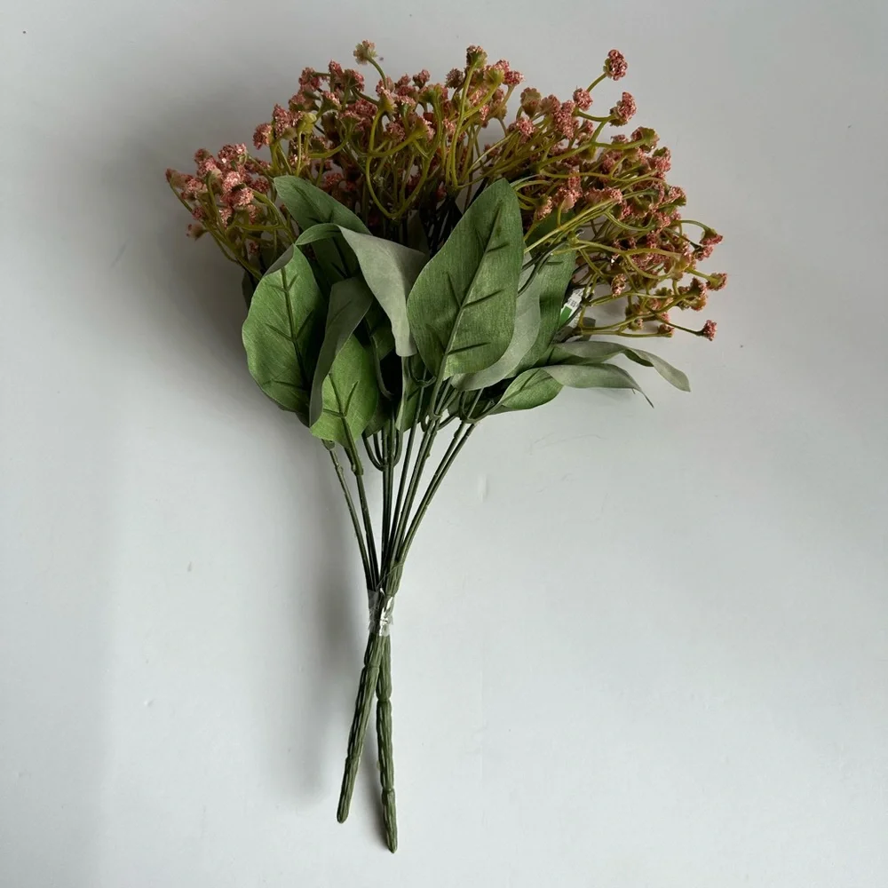 Pink Artificial Flower Bunch with Greenery – Faux Floral Home Décor